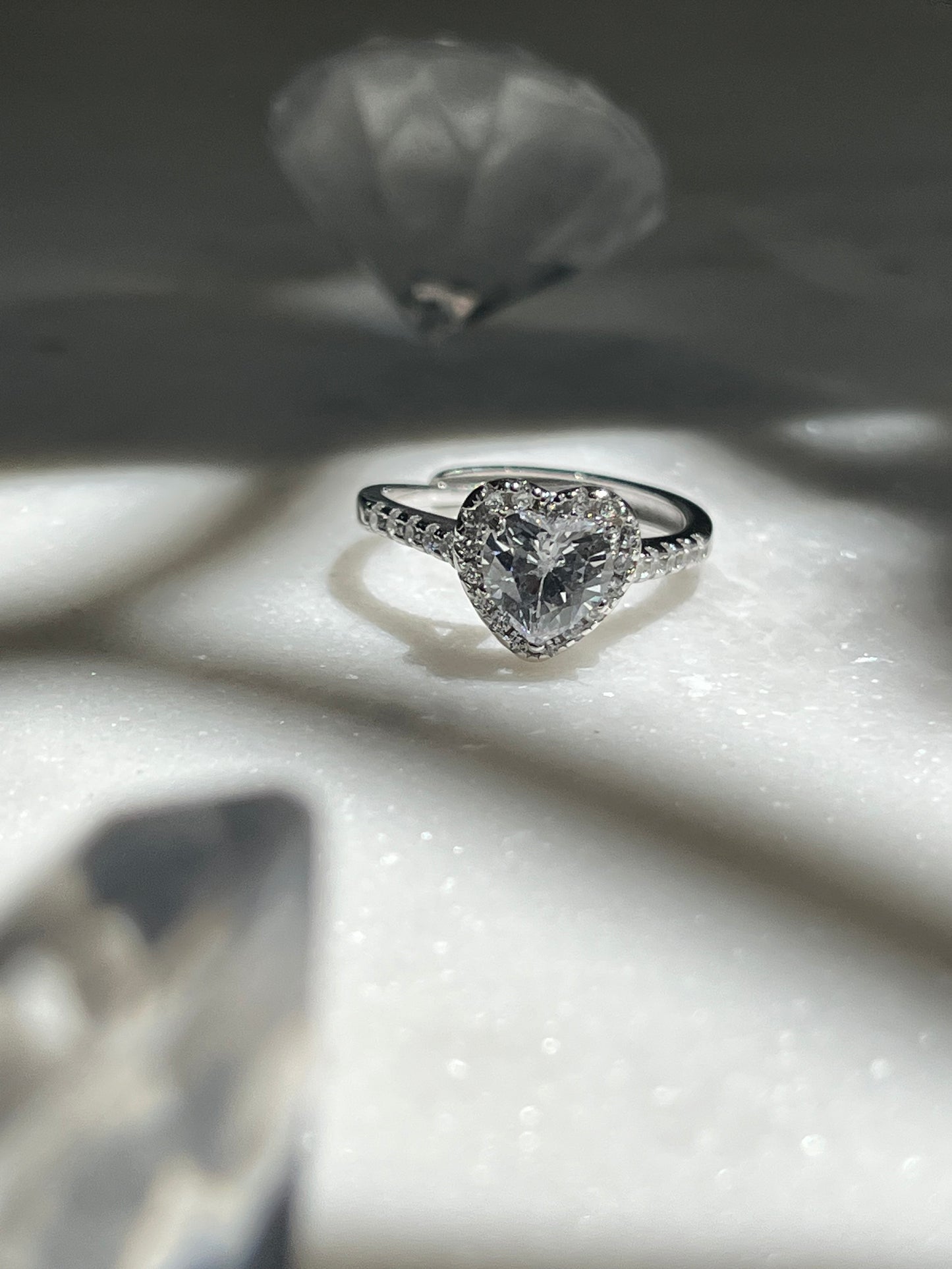 Sparkly Heart 925 Adjustable Ring