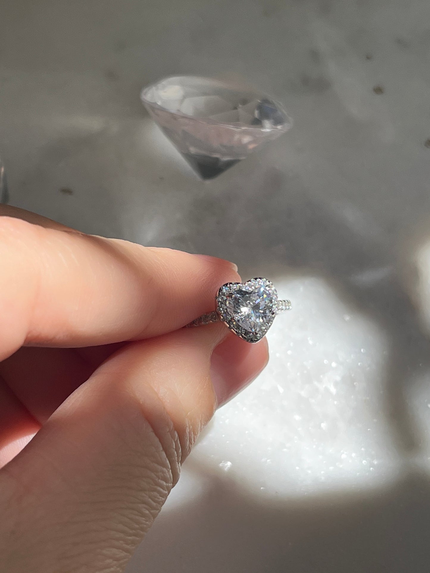 Sparkly Heart 925 Adjustable Ring